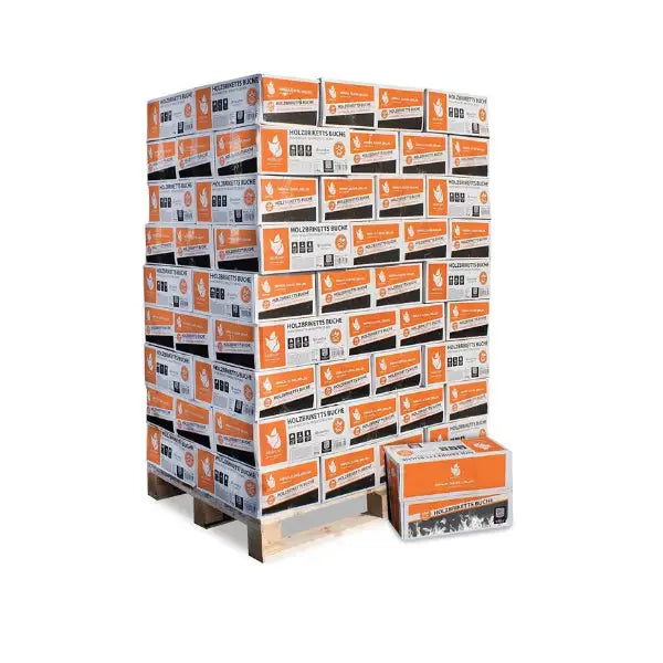 Heizfuxx Nestro Hartholz M Holzbriketts – 972 kg Palette (81×12 kg), Heizwert ≥4,8 kWh/kg, Rundbriketts Heizfuxx
