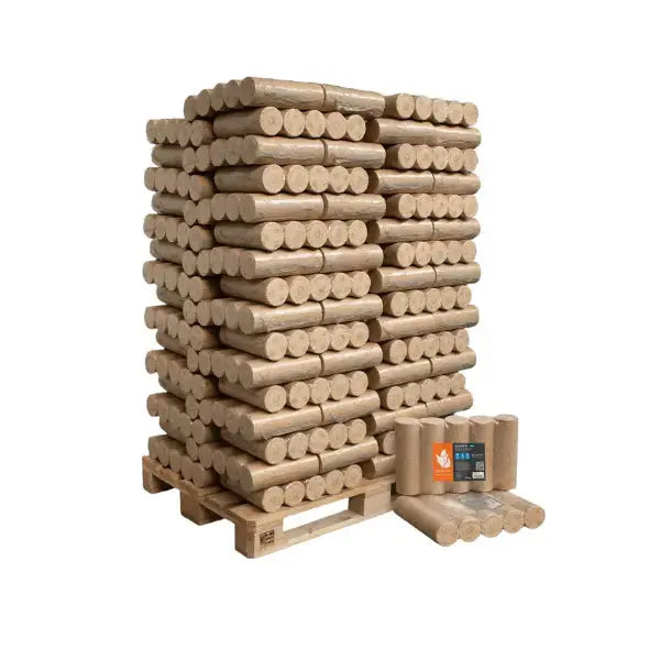 Heizfuxx Nestro XL Blau Holzbriketts Hartholz – 960 kg Palette (96×10 kg), Heizwert ≥4,8 kWh/kg, Rundbriketts Heizfuxx