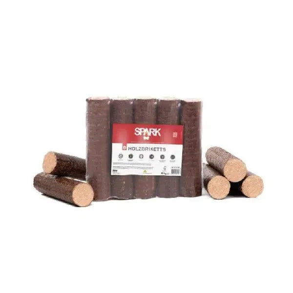 Spark Hartholzbriketts Buche Rund – 960 kg Palette (96×10 kg), Heizwert ≥4,8 kWh/kg, Buche, Premium Kaminbriketts Spark